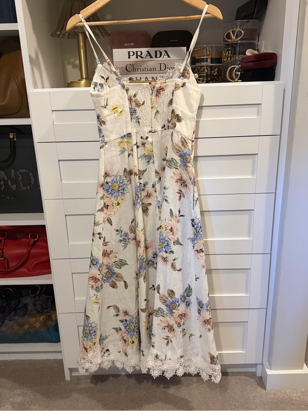 Zimmermann White Floral Lace-Trim Linen Dress - Picture 8 of 8